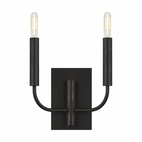 ED Ellen DeGeneres Brianna 2-LT Double Wall Sconce - Aged Iron - EW1002AI