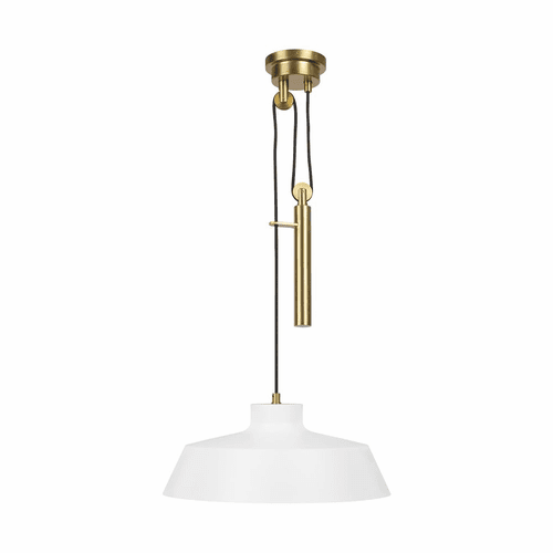 ED Ellen DeGeneres Candor 1-LT Pendant - Matte White / Burnished Brass - EP1031MWT