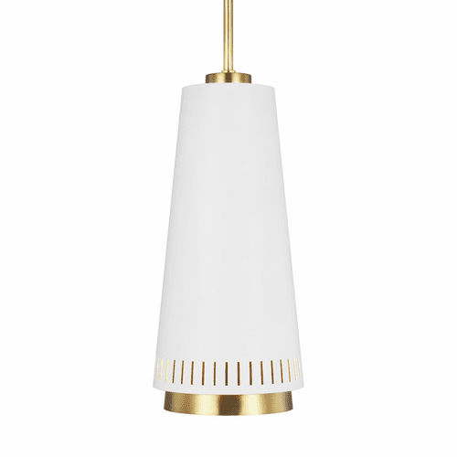 ED Ellen DeGeneres Carter Small 1-LT Pendant - Matte White/Brass - EP1091MWT