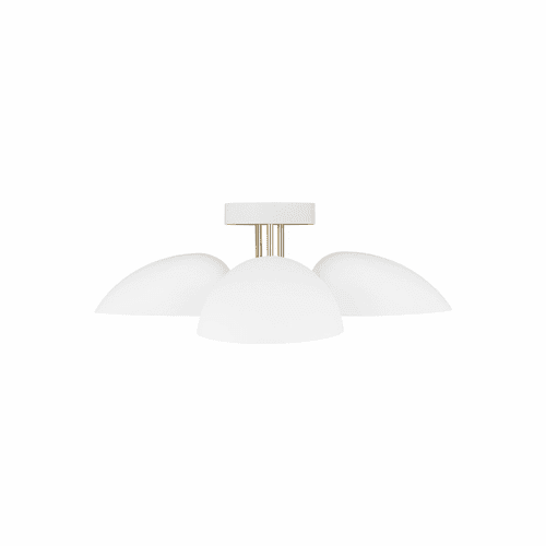 ED Ellen DeGeneres Jane 3-LT Flush Mount - Matte White/Burnished Brass - EF1023MWT