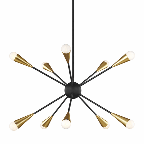 ED Ellen DeGeneres Jax 10-LT Chandelier - Midnight Black/Brass - EC10310MBK