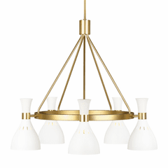 ED Ellen DeGeneres Joan 5-LT Chandelier - Matte White/Burnished Brass - EC1015MWT