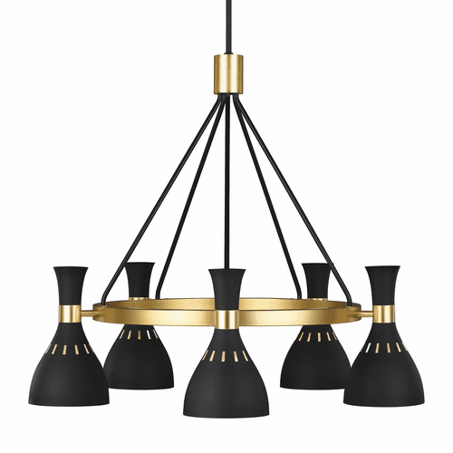 ED Ellen DeGeneres Joan 5-LT Chandelier - Midnight Black/Brass - EC1015MBK