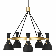 ED Ellen DeGeneres Joan 5-LT Chandelier - Midnight Black/Brass - EC1015MBK