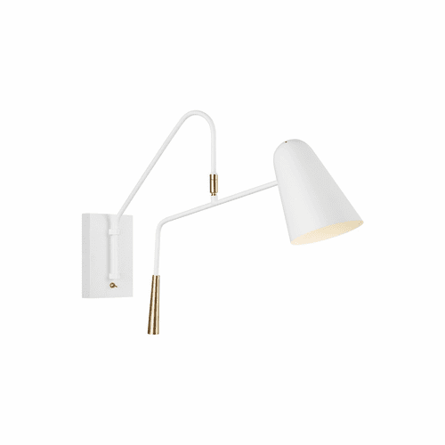 ED Ellen DeGeneres Simon 1-LT Wall Sconce - Matte White/Brass - EW1041MWT