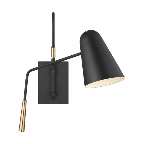 ED Ellen DeGeneres Simon 1-LT Wall Sconce - Midnight Black/Brass - EW1041MBK
