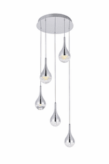 Elegant Amherst Collection LED 5-Light Chandelier In Chrome Finish - 3805D14C Elegant Amherst Collection LED 5-Light Chandelier In Chrome Finish - 3805D14C