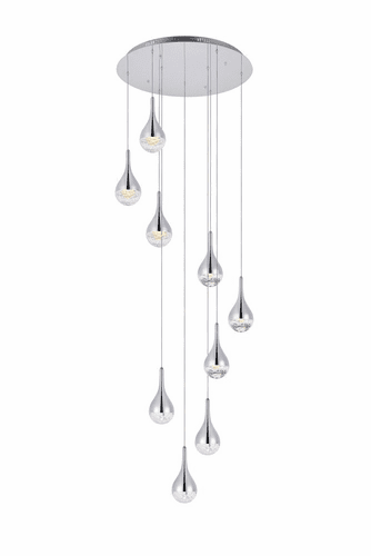 Elegant Amherst Collection LED 9-Light Chandelier In Chrome Finish - 3809D24C
