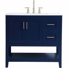 Elegant Aubrey 36" Single Bathroom Vanity - Blue - VF16036BL