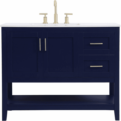 Elegant Aubrey 42" Single Bathroom Vanity - Blue - VF16042BL