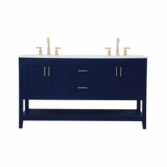 Elegant Aubrey 60" Double Bathroom Vanity - Blue - VF16060DBL