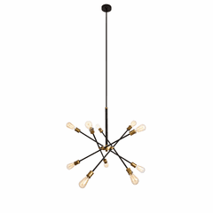Elegant Axel Collection Chandelier - Black And Brass - LD8003D28BK