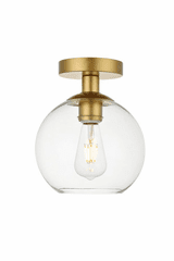 Elegant Baxter 1-LT Brass Flush Mount - Brass, Clear - LD2204BR