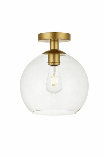 Elegant Baxter 1-LT Brass Flush Mount - Brass, Clear - LD2210BR
