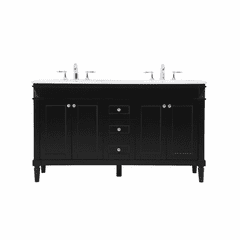 Elegant Bennett 60" double bathroom Vanity - Black - VF31860DBK