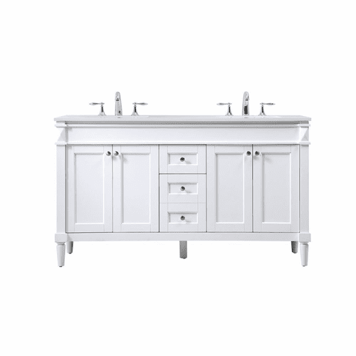 Elegant Bennett 60" double bathroom Vanity - White - VF31860DWH