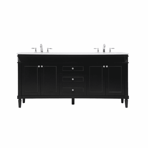 Elegant Bennett 72" double bathroom Vanity - Black - VF31872DBK