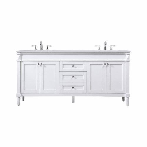 Elegant Bennett 72" double bathroom Vanity - White - VF31872DWH
