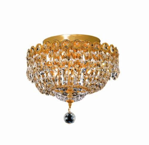 Elegant Century 4-LT Gold Flush Mount Clear Royal Cut Crystal - V1900F12G/RC