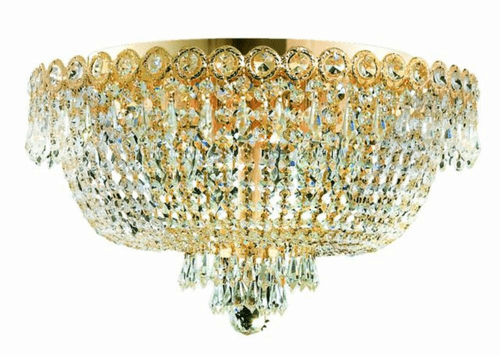 Elegant Century 6-LT Gold Flush Mount Clear Royal Cut Crystal - V1900F18G/RC