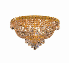Elegant Century 9-LT Gold Flush Mount Clear Royal Cut Crystal - V1900F20G/RC