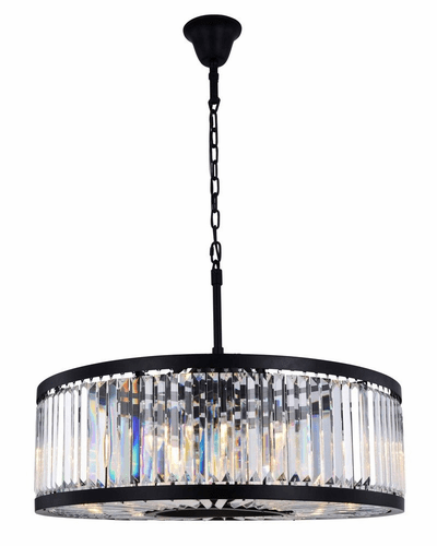 Elegant Chelsea 10-LT Matte Black Chandelier Clear Royal Cut Crystal - 1233D35MB/RC