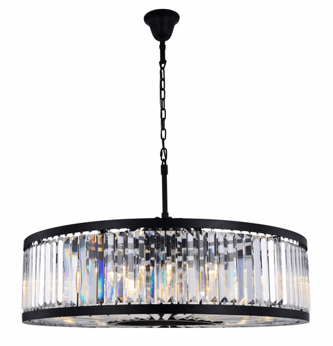 Elegant Chelsea 10-LT Matte Black Chandelier Clear Royal Cut Crystal - 1233G43MB/RC