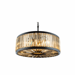 Elegant Chelsea 10-LT Matte Black Chandelier Golden Teak Royal Cut Crystal - 1203D35MB-GT/RC