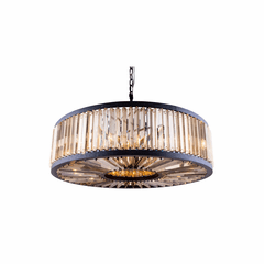 Elegant Chelsea 10-LT Matte Black Chandelier Golden Teak Royal Cut Crystal - 1203G43MB-GT/RC