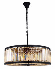 Elegant Chelsea 10-LT Matte Black Chandelier Golden Teak Royal Cut Crystal - 1233D35MB-GT/RC