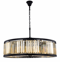 Elegant Chelsea 10-LT Matte Black Chandelier Golden Teak Royal Cut Crystal - 1233G43MB-GT/RC