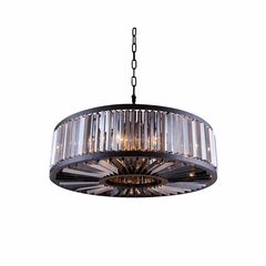 Elegant Chelsea 10-LT Matte Black Chandelier Silver Shade Royal Cut Crystal - 1203G43MB-SS/RC