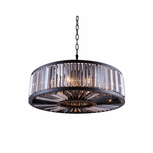 Elegant Chelsea 10-LT Matte Black Chandelier Silver Shade Royal Cut Crystal - 1203G43MB-SS/RC