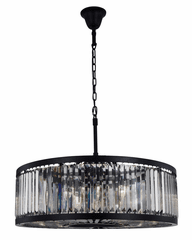 Elegant Chelsea 10-LT Matte Black Chandelier Silver Shade Royal Cut Crystal - 1233D35MB-SS/RC