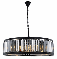 Elegant Chelsea 10-LT Matte Black Chandelier Silver Shade Royal Cut Crystal - 1233G43MB-SS/RC Elegant Chelsea 10-LT Matte Black Chandelier Silver Shade Royal Cut Crystal - 1233G43MB-SS/RC