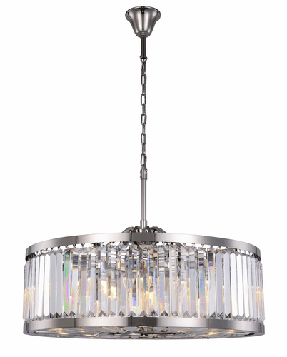 Elegant Chelsea 10-LT Polished Nickel Chandelier Clear Royal Cut Crystal - 1233D35PN/RC