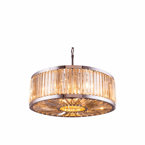 Elegant Chelsea 10-LT Polished Nickel Chandelier Golden Teak Royal Cut Crystal - 1203D35PN-GT/RC