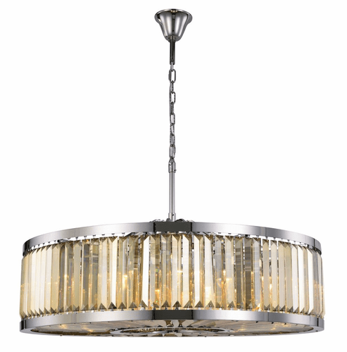 Elegant Chelsea 10-LT Polished Nickel Chandelier Golden Teak Royal Cut Crystal - 1233G43PN-GT/RC