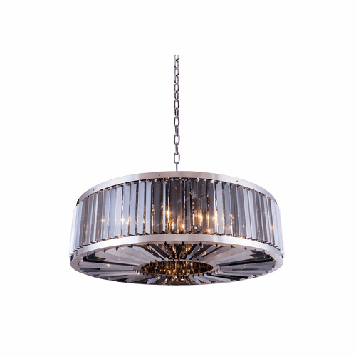 Elegant Chelsea 10-LT Polished Nickel Chandelier Silver Shade Royal Cut Crystal - 1203G43PN-SS/RC