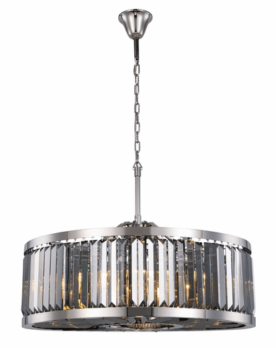 Elegant Chelsea 10-LT Polished Nickel Chandelier Silver Shade Royal Cut Crystal - 1233D35PN-SS/RC