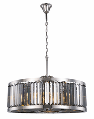 Elegant Chelsea 10-LT Polished Nickel Chandelier Silver Shade Royal Cut Crystal - 1233D35PN-SS/RC