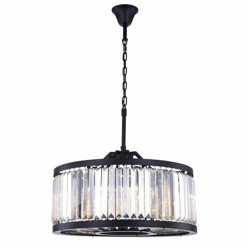 Elegant Chelsea 8-LT Matte Black Chandelier Clear Royal Cut Crystal - 1233D28MB/RC