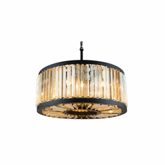 Elegant Chelsea 8-LT Matte Black Chandelier Golden Teak Royal Cut Crystal - 1203D28MB-GT/RC