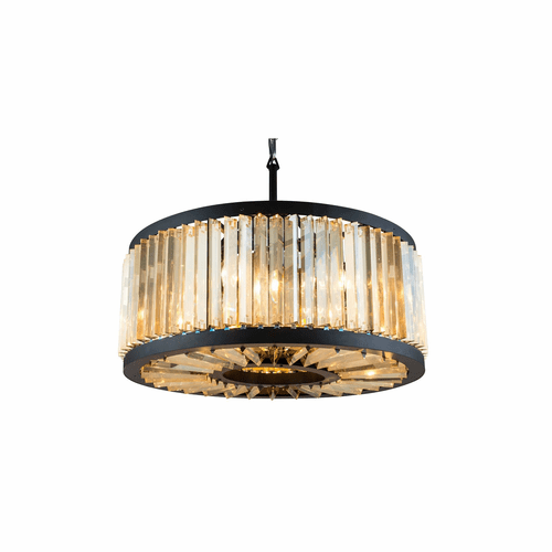 Elegant Chelsea 8-LT Matte Black Chandelier Golden Teak Royal Cut Crystal - 1203D28MB-GT/RC