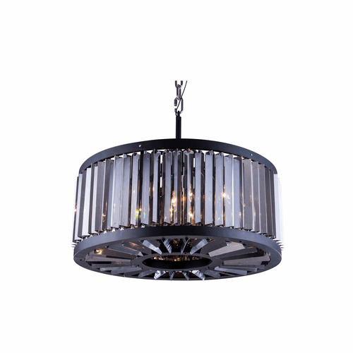 Elegant Chelsea 8-LT Matte Black Chandelier Silver Shade Royal Cut Crystal - 1203D28MB-SS/RC