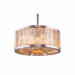 Elegant Chelsea 8-LT Polished Nickel Chandelier Golden Teak Royal Cut Crystal - 1203D28PN-GT/RC