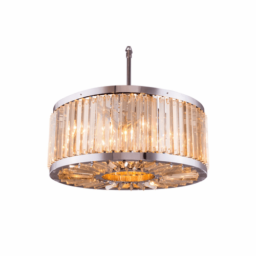 Elegant Chelsea 8-LT Polished Nickel Chandelier Golden Teak Royal Cut Crystal - 1203D28PN-GT/RC