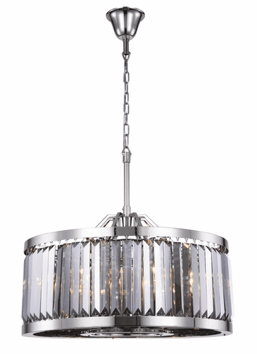 Elegant Chelsea 8-LT Polished Nickel Chandelier Silver Shade Royal Cut Crystal - 1233D28PN-SS/RC