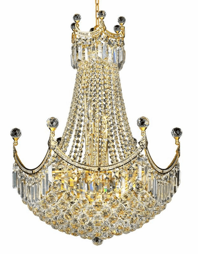 Elegant Corona 18-LT Gold Chandelier Clear Royal Cut Crystal - V8949D24G/RC