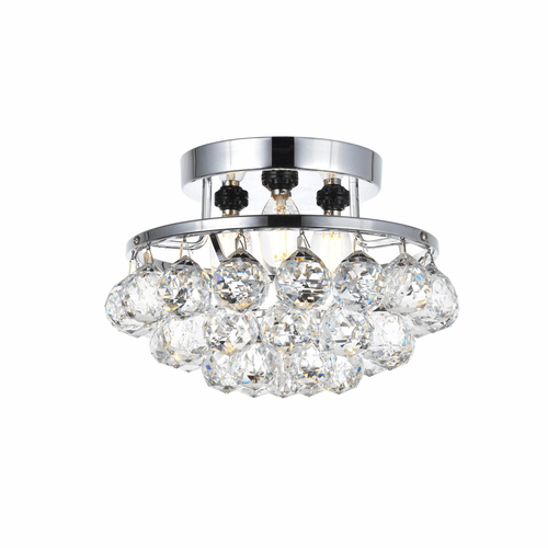 Elegant Corona 3-LT Chrome Flush Mount Clear Royal Cut Crystal - V9805F10C/RC